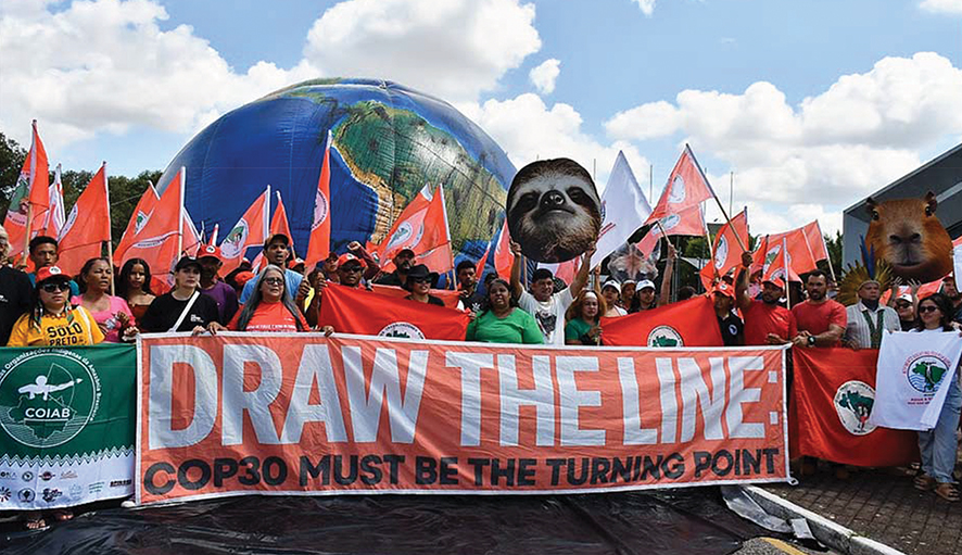 Protestors at the COP30 venue. Photo by Joao Paulo Guimaraes